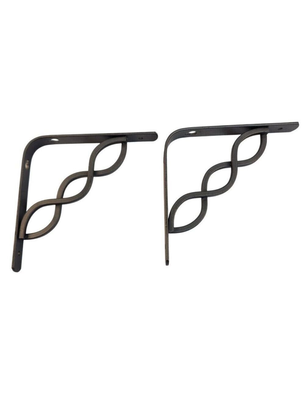 Black Metal Shelf Brackets 6x6 Pair Support Hardware